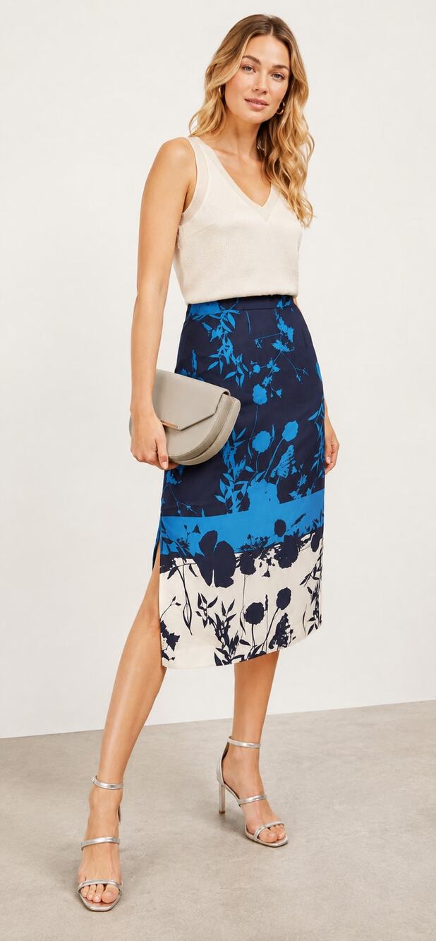 Ted Baker Selaah Bluebell Side Vent Midi Skirt Womens SIze 2 Ted Size 0 New